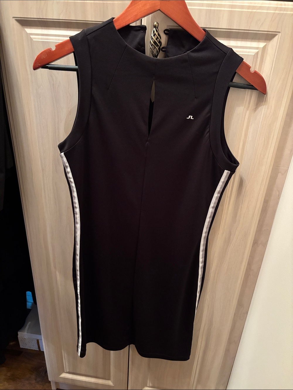 J.Lindeberg Black Sleeveless Dress with White Side Stripes